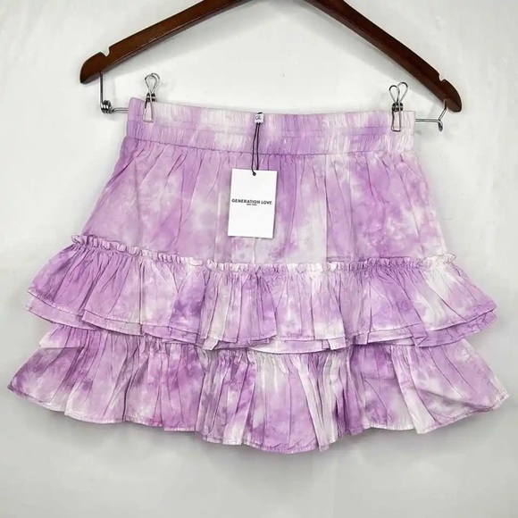 (A7) Generation Love Athena Lilac Tie-dye Ruffled Mini Skirt, Size XS, NWT - Picture 7 of 11